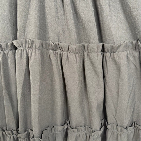 Unbranded Tiered Ruffle Mini Dress Women XL Black V-Neck Flutter Sleeve Casual - Picture 4 of 9